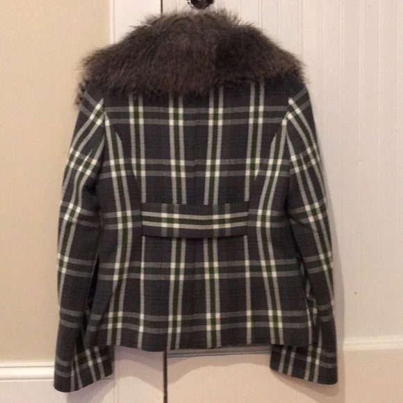 Faux fur collar plaid coat - Picture 3 of 8
